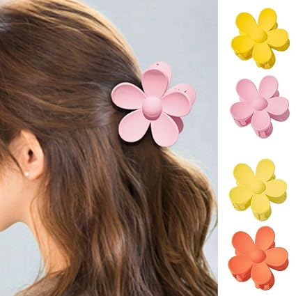 Flower-Shaped Yellow Hair Claw Clips