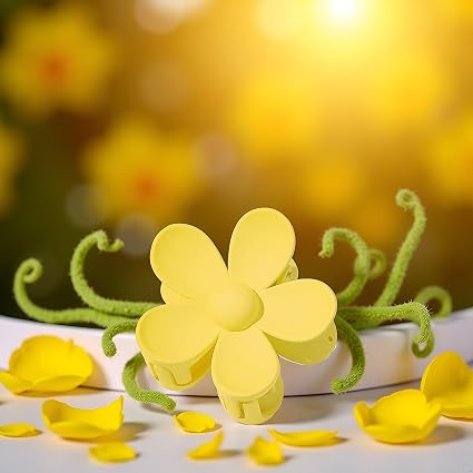Flower-Shaped Yellow Hair Claw Clips