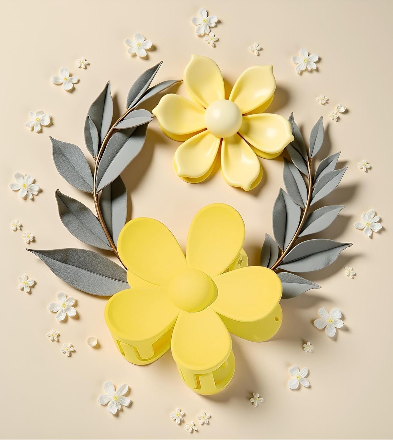 Flower-Shaped Yellow Hair Claw Clips