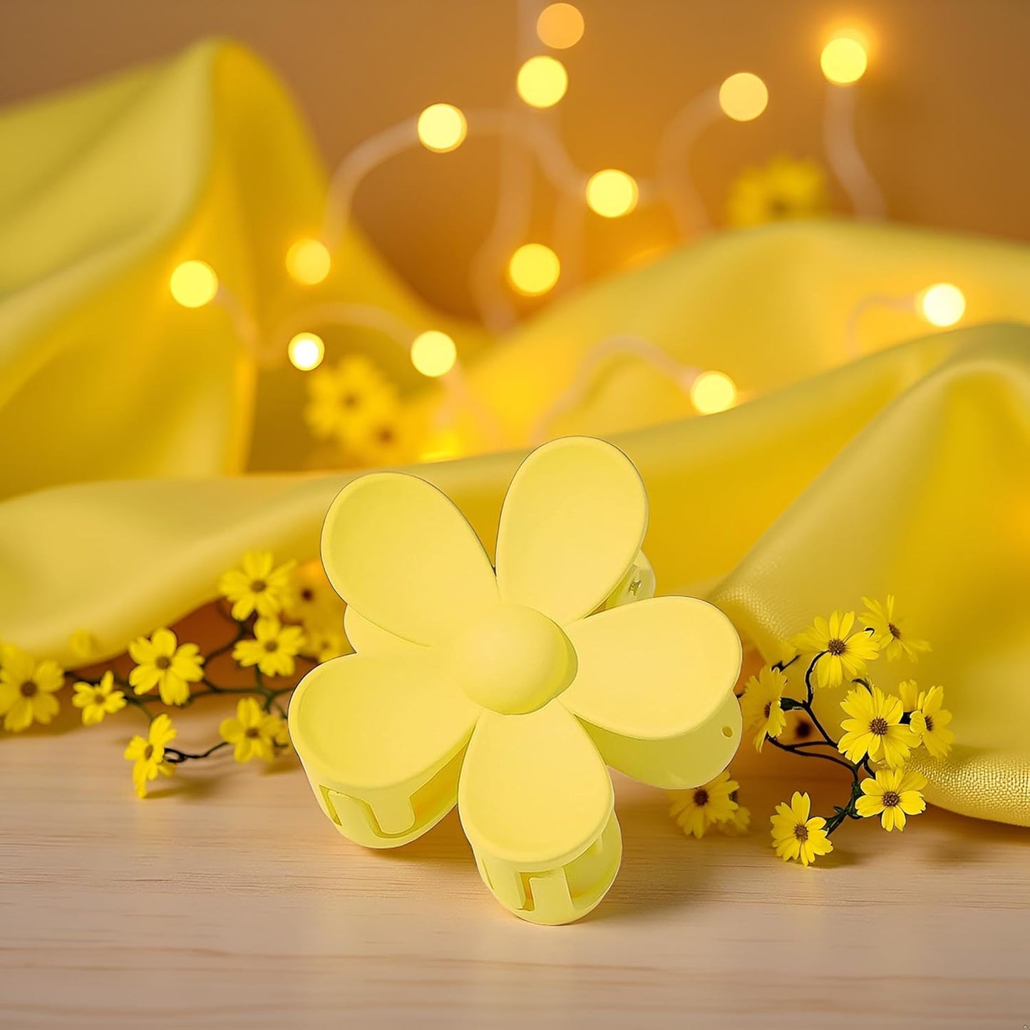 Flower-Shaped Yellow Hair Claw Clips